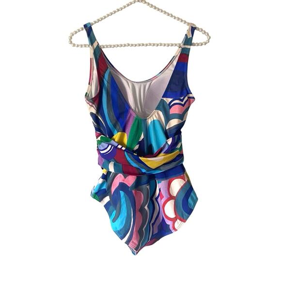 Boden Atrani Belted One Piece Swimsuits size 8 Blue Multicolor - Picture 5 of 9